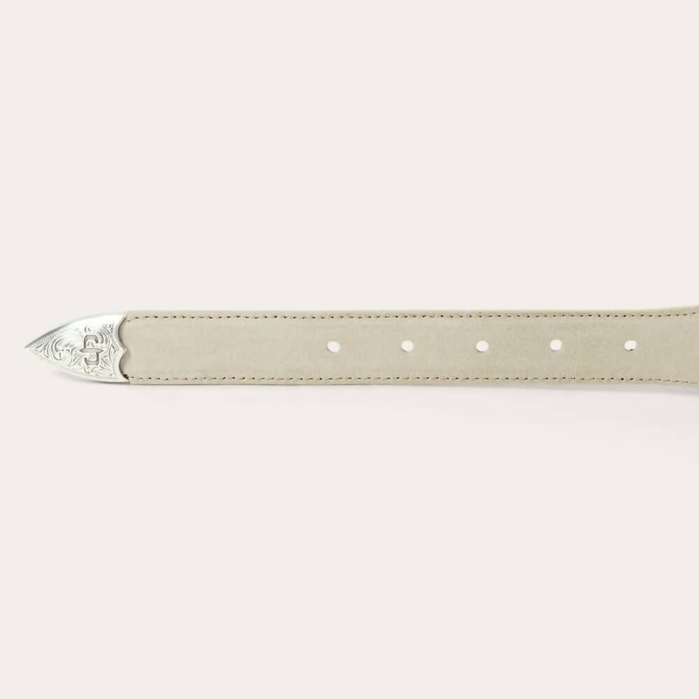 NEW THE GREAT. women's western narrow belt in cream with silver - Picture 3 of 4